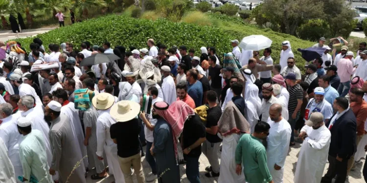 Hundreds Bid Farewell To Hamas’ Haniyeh 1 People gather at the Imam Muhammad ibn Abd al-Wahhab Mosque in Doha for prayers before the burial of Hamas leader Ismail Haniyeh.