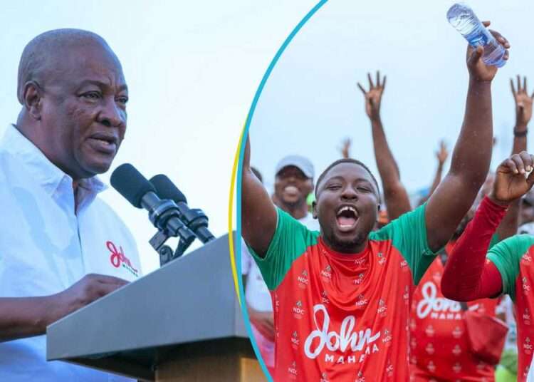 Former President John Dramani Mahama, NDC Flagbearer with cheering party's supporters
