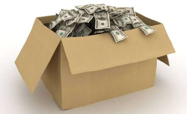 Shipping delivery cardboard box package money finance dollar