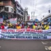 Protesters in the streets of Lagos, Nigeria