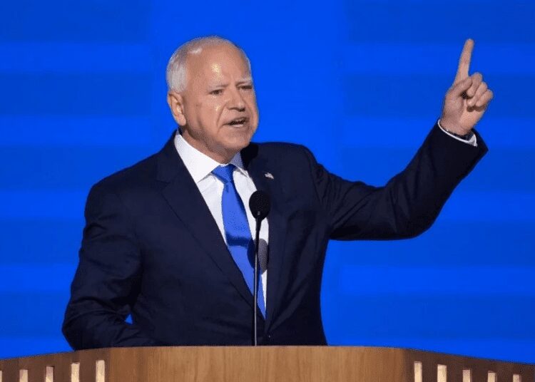 Walz Addresses Firefighter Union Convention In Boston 1 Democratic vice-presidential candidate and Minnesota Governor, Tim Walz.