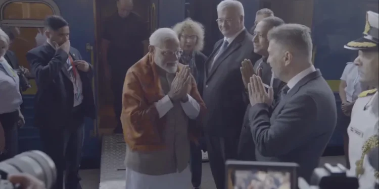 Indian Prime Minister, Narendra Modi arrives in Kyiv by train on August 23, 2024.