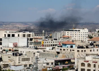 Smoke billows during an Israeli raid in Jenin, the Israeli-occupied West Bank.