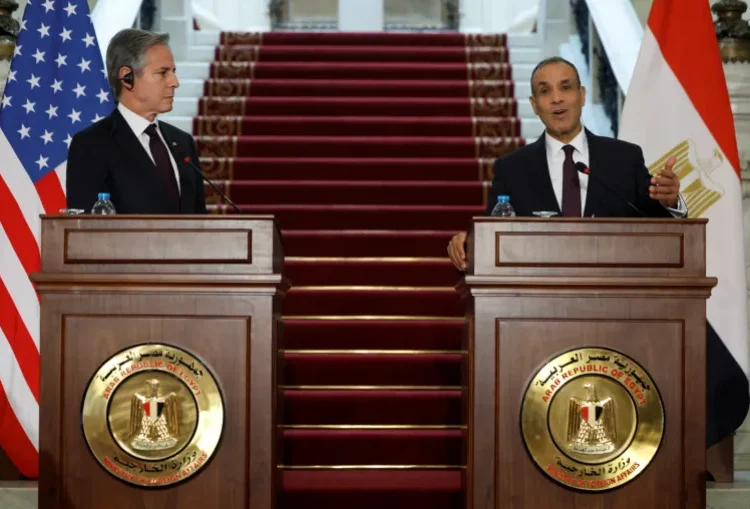 US Secretary of State, Antony Blinken and Egypt’s Foreign Minister Badr Abdelatty attend a joint news conference in Tahrir Palace in Cairo, Egypt.