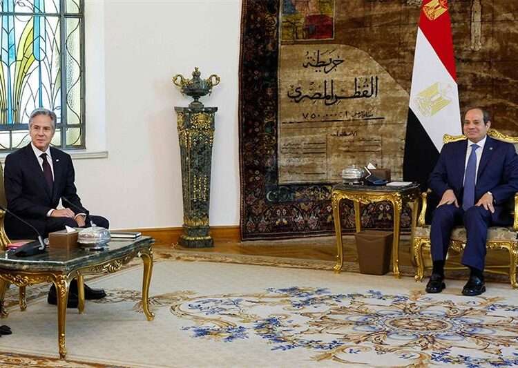 Egypt's President Abdel Fattah El-Sisi during his meeting with US Secretary of State Antony Blinken at the presidential palace in Cairo on Wednesday.