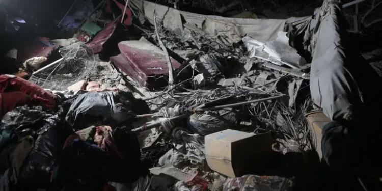 A destroyed tent in al-Mawasi.