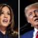 Combination picture of Kamala Harris and Donald Trump.