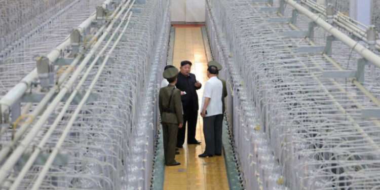 North Korea Discloses Secretive Uranium Enrichment Facility 1 North Korean leader Kim Jong Un visits a uranium enrichment facility, which produces weapon-grade nuclear materials, in a photo published by North Korean state media on Friday, September 13, 2024.