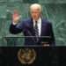 U.S. President Joe Biden waves as he leaves the stage during the United Nations General Assembly (UNGA) at the United Nations headquarters on September 24, 2024 in New York City.