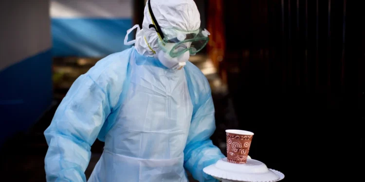 A medical worker in Rwanda