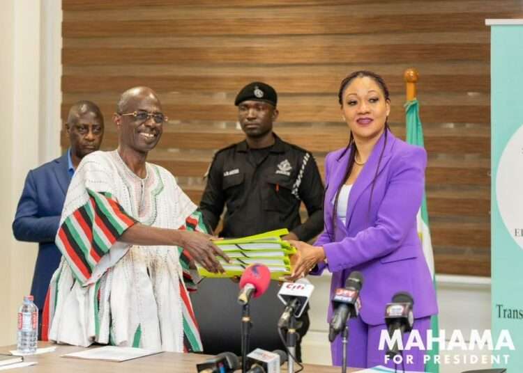 Mahama Files 2024 Presidential Nomination Forms 1 Honourable Johnson Asiedu Nketiah handing-over the nomination forms to Madam Jean Mensa, Chairperson, EC