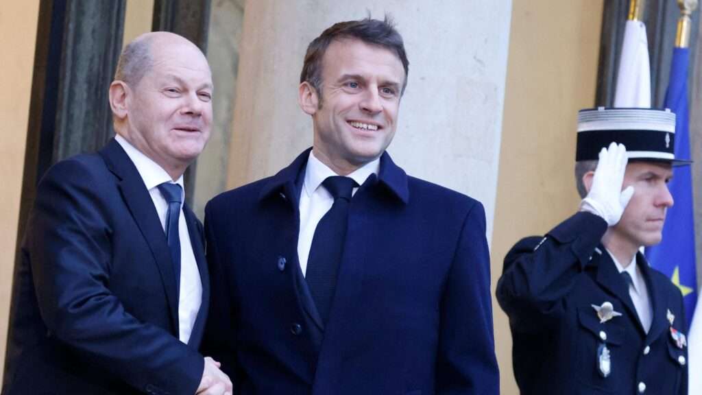 Olaf Scholz and French President Emmanuel Macron