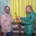 Speaker of Ghana’s Eighth Parliament, Rt. Honourable Alban Sumana Kingsford Bagbin receiving the award from Dr Eric Osae, Director-General of the Internal Audit Agency (IAA), during a ceremony at Parliament House