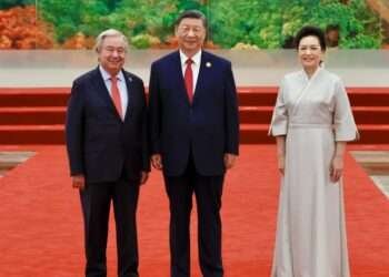 UN Secretary-General António Guterres with Chinese President Xi Jinping and his wife, Peng Liyuan, at the 2024 Forum on China-African Cooperation in Beijing.