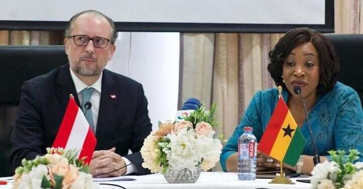 H.E. Alexander Schallenberg with Hon. Shirley Ayorkor Botchwey