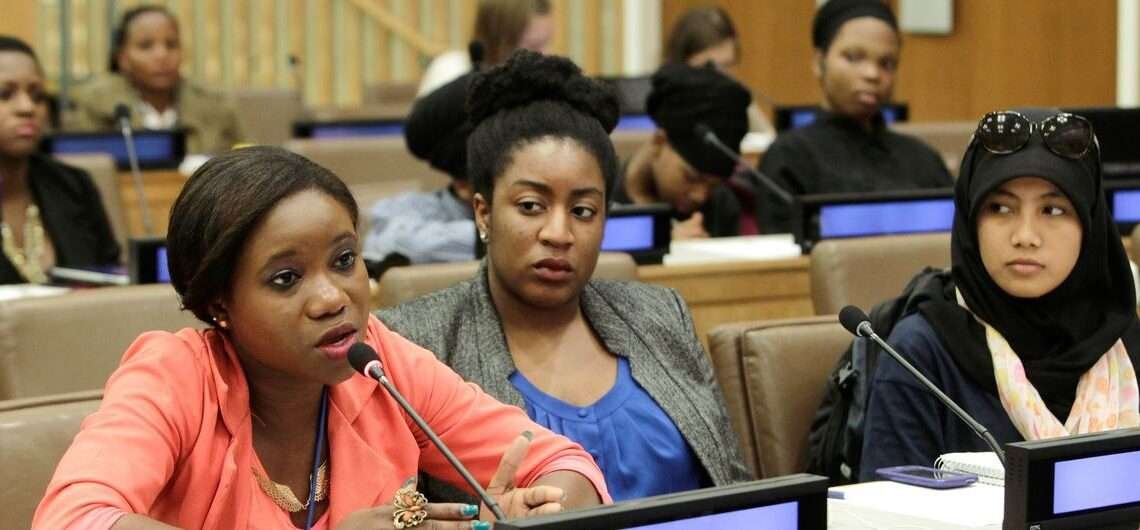 Youth participants take part in International Youth Day at UN Headquarters.