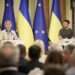 President Volodymyr Zelenskyy at a joint press conference with European Commission President Ursula von der Leyen