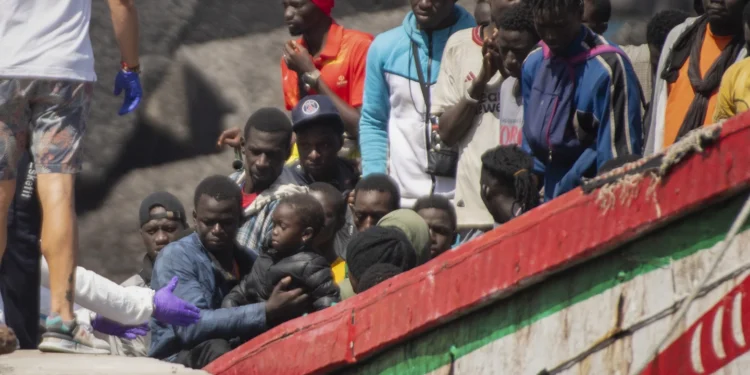 Migrants in an overcrowded boat