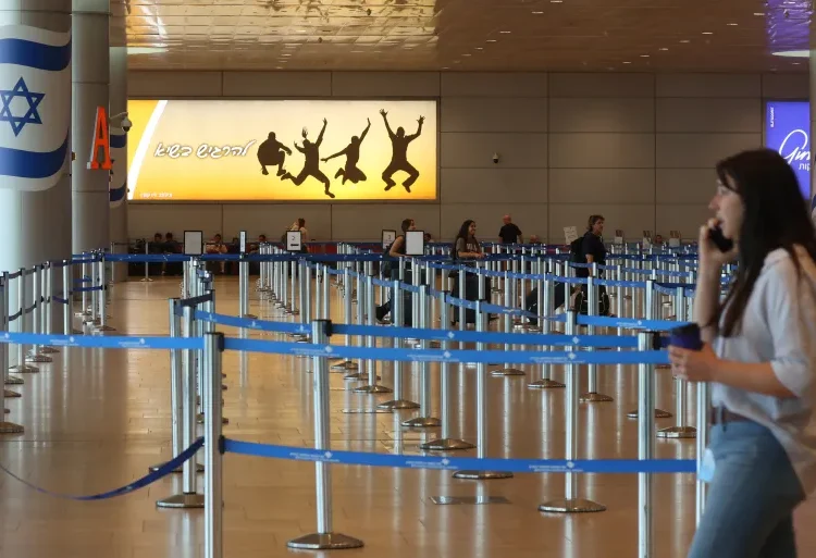 Passengers wait for flights at the Ben Gurion airport in Tel Aviv during a nationwide strike on September 2, 2024.