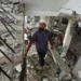 Israel Escalates Military Operations On Two Fronts 12 Palestinians inspect the site of mosque hit in Israeli airstrike.