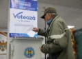 A man votes in Chisinau, Moldova.