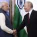 Russian President Vladimir Putin, right, and Indian Prime Minister Narendra Modi shake hands during their meeting on the sidelines of BRICS Summit at Kazan Kremlin in Kazan, Russia, Tuesday, Oct. 22, 2024.