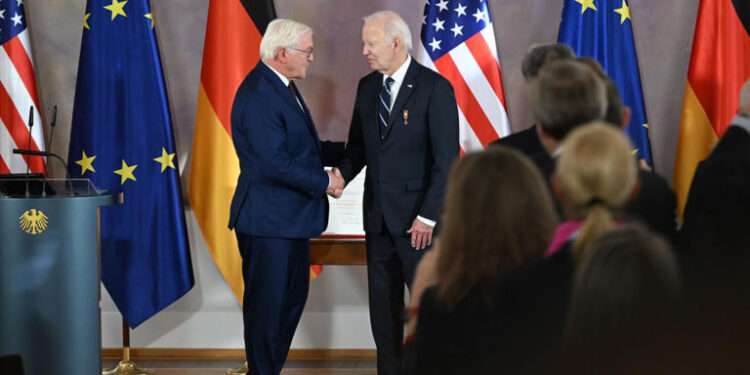 Biden Awarded Germany's Highest Honor 1 German President, Frank-Walter Steinmeier(left) and U.S President, Joe Biden.