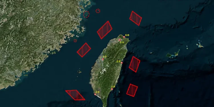China Launches New Round Of War Drills Around Taiwan 1 A handout from the PLA Eastern Theatre Command showing the locations of the Joint Sword-2024B exercises.