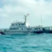 A Chinese coastguard boat passes near the coast of Matsu islands, Taiwan.