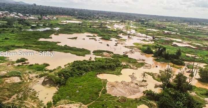 Anyinam, Eastern Region where the Birim River lost its course due to galamsey. Image taken on 05/10/2024