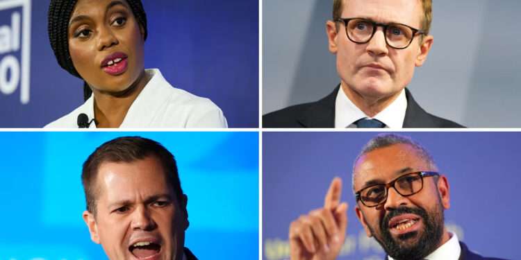 Tory Leadership Candidates Embrace Right-Wing Politics 1 Kemi Badenoch, Tom Tugendhat, Robert Jenrick and James Cleverly