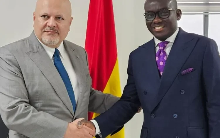 AG Reaffirms Ghana's Commitment to International Criminal Court 1 Godfred Dame (right) shakes hands with the ICC Prosecutor, Karim Khan (left)