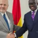 AG Reaffirms Ghana's Commitment to International Criminal Court 12 Godfred Dame (right) shakes hands with the ICC Prosecutor, Karim Khan (left)