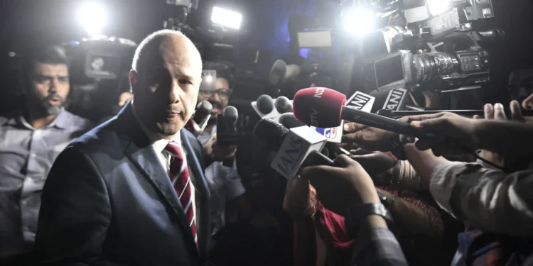 India Recalls Envoy From Canada 1 Canadian Diplomat, Stewart Wheeler, speaks to reporters after being summoned.