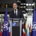NATO Secretary-General Mark Rutte delivers a statement after a meeting with a high-level South Korean delegation including top intelligence and military officials as well as senior diplomats briefed NATO diplomats, at NATO headquarters in Brussels on Monday, Oct. 28, 2024.