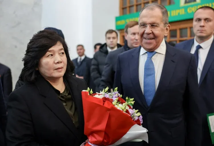 North Korean Diplomat Reiterates Country’s Support For Russia 1 Russian Foreign Minister Sergey Lavrov welcomes his North Korean counterpart Choe Son Hui, in Moscow, Russia, November 1, 2024.