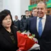 Russian Foreign Minister Sergey Lavrov welcomes his North Korean counterpart Choe Son Hui, in Moscow, Russia, November 1, 2024.