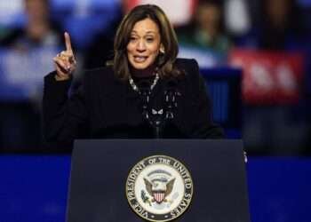 Vice President Kamala Harris speaks during a campaign rally in Philadelphia, Pennsylvania.