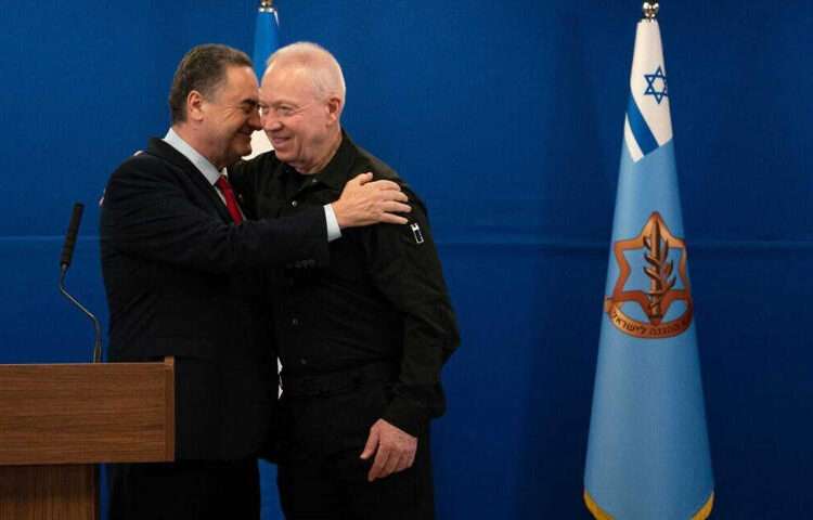 Katz Sworn In As Israel’s New Defense Minister 1 Incoming Defense Minister, Israel Katz (L) embraces Yoav Gallant at a handover ceremony in the defense ministry after Gallant was fired from the post, November 8, 2024.