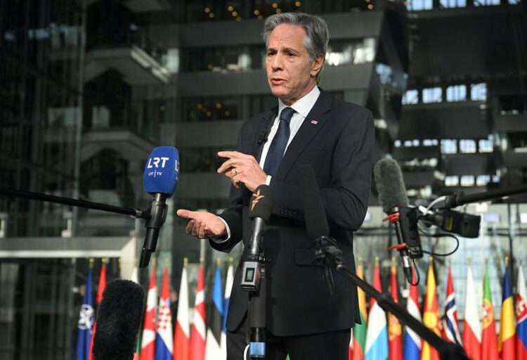 Blinken Calls For End To Fighting In Gaza 1 US Secretary of State Antony Blinken talks to the press following a North Atlantic Council Meeting at NATO's headquarters during his one-day visit in Brussels for Ukraine talks with NATO chief, European Union diplomacy boss and Ukraine's Foreign Minister, on November 13, 2024 in Brussels.