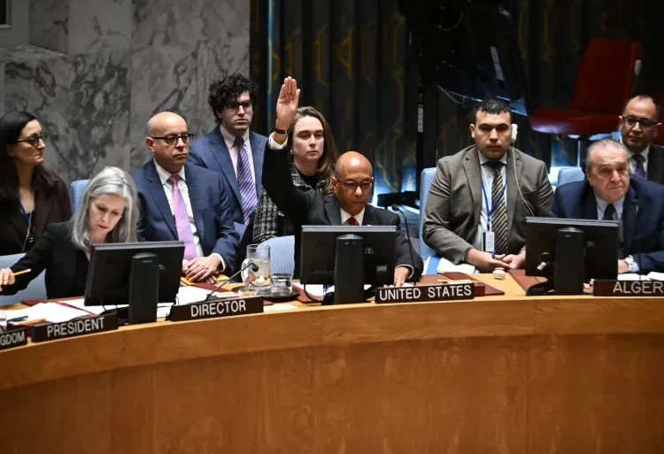 US Vetoes Another Gaza Ceasefire Resolution 1 US Alternate Ambassador to the United Nations Robert Wood raises his hand to veto a draft resolution calling for a ceasefire in Gaza.