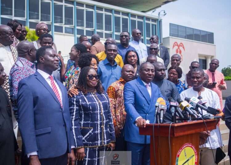NPP Accused of Manipulating Constitutional Issues for Political Gains 1 Hon. Alexander Kwamena Afenyo Markin, MP Effutu in company with other NPP MPs at the precinct of Parliament
