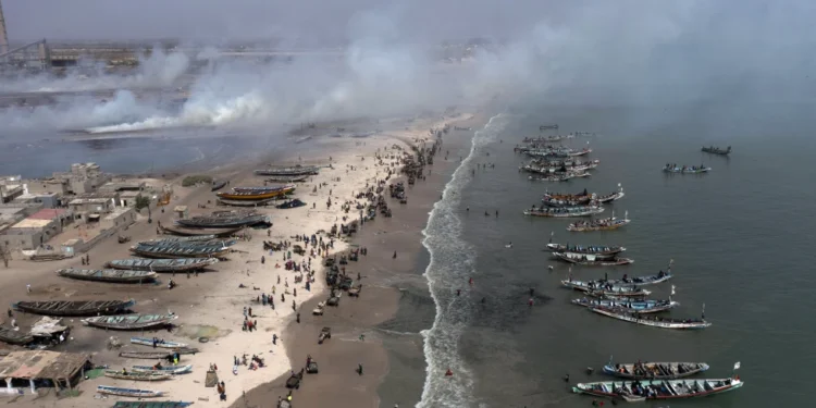 Fishing boats on a beach in Senegal