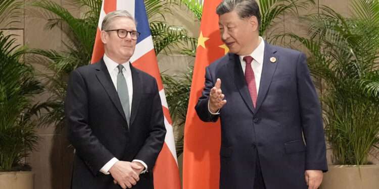 Keir Starmer and China's president, Xi Jinping