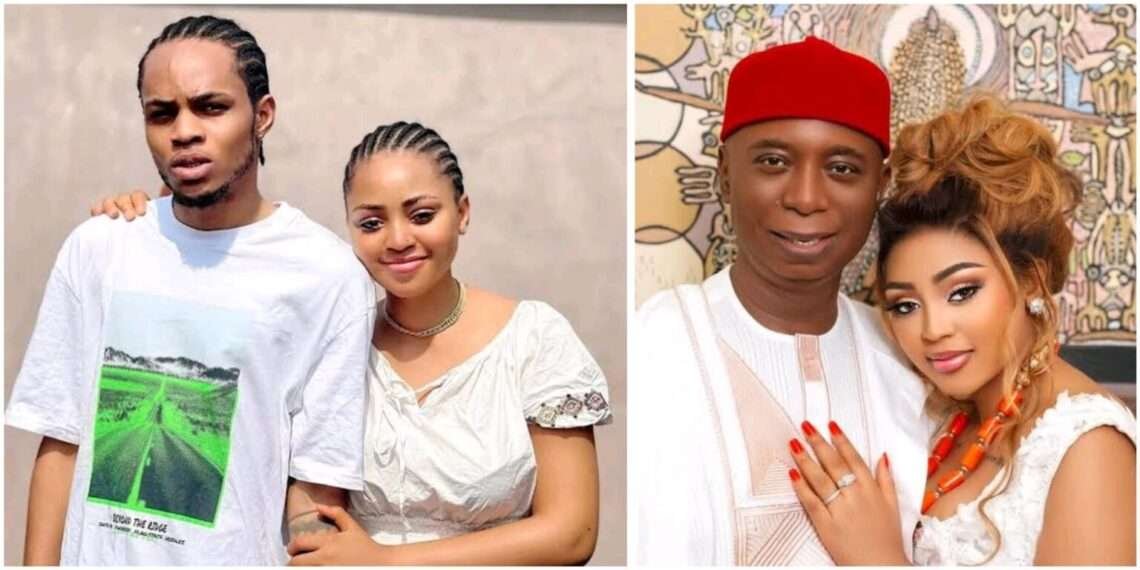 Regina Daniels with her brother, Sammy West, and Ned Nwoko
