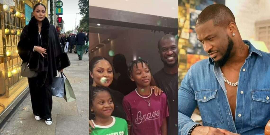 Lola Omotayo Okoye with husband, Peter Okoye, and children