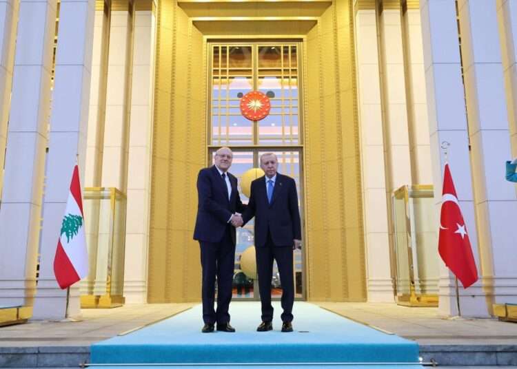 Turkey, Lebanon To Cooperate On Syria 1 President Recep Tayyip Erdoğan and Lebanese Prime Minister Najib Mikati shake hands at the Presidential Complex, Ankara, Dec. 18, 2024.