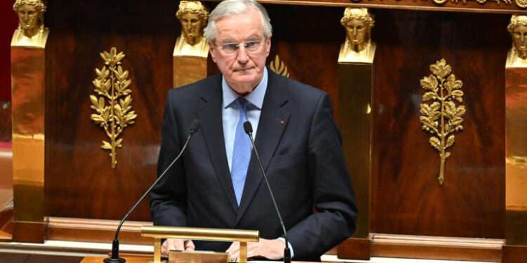 French Prime Minister, Michel Barnier delivers a speech during the debate prior to the no-confidence votes on his administration at the National Assembly in Paris.