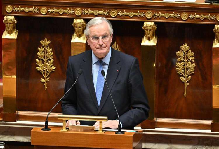 French Prime Minister, Michel Barnier delivers a speech during the debate prior to the no-confidence votes on his administration at the National Assembly in Paris.