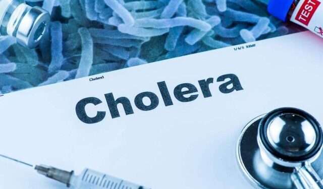 Close up of Cholera word disease and stethoscope,Medical health concept